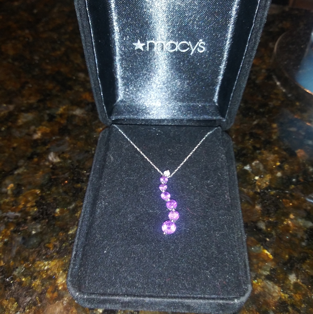Macy's Amethyst Tear Drop Style Necklace